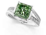 White gold Fancy Green Princess  Solitaire Diamond Ring with Split Shank and Prong Setting_18