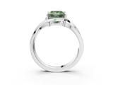 White gold Fancy Green Princess  Solitaire Diamond Ring with Split Shank and Prong Setting_19