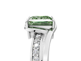 White gold Fancy Green Princess  Solitaire Diamond Ring with Split Shank and Prong Setting_22