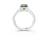 White gold Fancy Green Princess  Solitaire Diamond Ring with Tapered Band and Four-Prong Setting_31