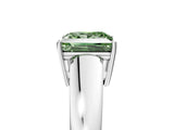 White gold Fancy Green Princess  Solitaire Diamond Ring with Tapered Band and Four-Prong Setting_34
