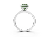 White gold Fancy Green Princess  Solitaire Diamond Ring with Thin Band and Four-Prong Setting_3
