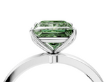 White gold Fancy Green Princess  Solitaire Diamond Ring with Thin Band and Four-Prong Setting_4