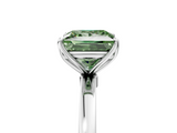 White gold Fancy Green Princess  Solitaire Diamond Ring with Thin Band and Four-Prong Setting_5