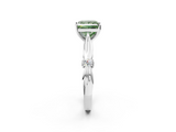 White gold Fancy Green Princess  Solitaire Diamond Twisted Band with Four-Prong Setting_2