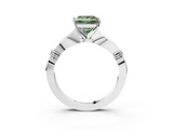 White gold Fancy Green Princess  Solitaire Diamond Twisted Band with Four-Prong Setting_3
