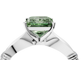White gold Fancy Green Princess  Solitaire Diamond Twisted Band with Four-Prong Setting_4