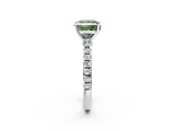 White gold Fancy Green Princess  Solitaire Diamond with Pavé Band and Four-Prong Setting_2