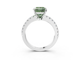 White gold Fancy Green Princess  Solitaire Diamond with Pavé Band and Four-Prong Setting_3