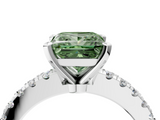White gold Fancy Green Princess  Solitaire Diamond with Pavé Band and Four-Prong Setting_4