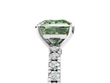 White gold Fancy Green Princess  Solitaire Diamond with Pavé Band and Four-Prong Setting_5