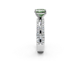 White gold Fancy Green Princess  Solitaire Diamond with Pave and Channel Set Band_2