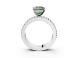 White gold Fancy Green Princess  Solitaire Diamond with Pave and Channel Set Band_3