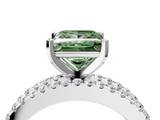 White gold Fancy Green Princess  Solitaire Diamond with Pave and Channel Set Band_4