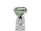 White gold Fancy Green Princess  Solitaire Diamond with Pave and Channel Set Band_5