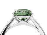 White gold Fancy Green Princess  Solitaire Engagement Ring with Four-Prong Setting and Classic Band 5