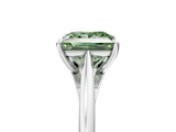 White gold Fancy Green Princess  Solitaire Engagement Ring with Four-Prong Setting and Classic Band