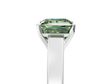 White gold Fancy Green Princess  Solitaire Engagement Ring with Four-Prong Setting and Tapered Band_8
