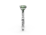 White gold Fancy Green Princess  Solitaire Engagement Ring with Scrollwork Band and Four-Prong Setting_2