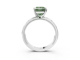 White gold Fancy Green Princess  Solitaire Engagement Ring with Scrollwork Band and Four-Prong Setting_3