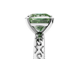 White gold Fancy Green Princess  Solitaire Engagement Ring with Scrollwork Band and Four-Prong Setting_5