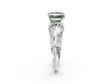 White gold Fancy Green Princess  Solitaire Filigree Engagement Ring with Halo and Prong Setting_2