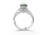 White gold Fancy Green Princess  Solitaire Filigree Engagement Ring with Halo and Prong Setting_3