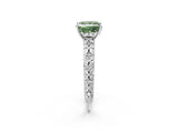 White gold Fancy Green Princess  Solitaire Floral Milgrain Engagement Ring_45