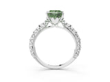 White gold Fancy Green Princess  Solitaire Floral Milgrain Engagement Ring_46
