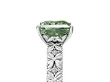White gold Fancy Green Princess  Solitaire Floral Milgrain Engagement Ring_48