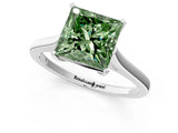 White gold Fancy Green Princess  Solitaire Heart Prong Engagement Ring with Tapered Band_36
