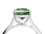 White gold Fancy Green Princess  Solitaire Heart Prong Engagement Ring with Tapered Band_38