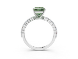 White gold Fancy Green Princess  Solitaire Marquise Side Stone Prong Setting Ring_3