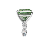 White gold Fancy Green Princess  Solitaire Marquise Side Stone Prong Setting Ring_5