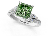 White gold Fancy Green Princess  Solitaire Marquise Twist Band with Six-Prong Setting_1