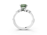 White gold Fancy Green Princess  Solitaire Marquise Twist Band with Six-Prong Setting_3
