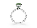 White gold Fancy Green Princess  Solitaire Milgrain Diamond Engagement Ring with Bezel and Marquise Band_3