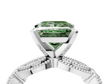 White gold Fancy Green Princess  Solitaire Milgrain Diamond Engagement Ring with Bezel and Marquise Band_4