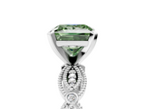 White gold Fancy Green Princess  Solitaire Milgrain Diamond Engagement Ring with Bezel and Marquise Band_5