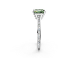 White gold Fancy Green Princess  Solitaire Pavé Band Prong Setting Ring_2