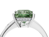 White gold Fancy Green Princess  Solitaire Pavé Band Prong Setting Ring_4