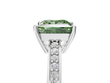 White gold Fancy Green Princess  Solitaire Pavé Band Prong Setting Ring_5