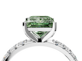White gold Fancy Green Princess  Solitaire Pavé Band with Four-Prong Setting_4