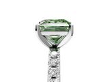 White gold Fancy Green Princess  Solitaire Pavé Band with Four-Prong Setting_5