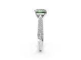 White gold Fancy Green Princess  Solitaire Pavé Diamond Engagement Ring with Four-Prong Setting_2