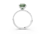 White gold Fancy Green Princess  Solitaire Pavé Diamond Engagement Ring with Four-Prong Setting_3