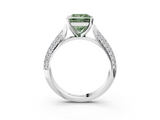 White gold Fancy Green Princess  Solitaire Pavé Diamond Engagement Ring with Four-Prong Setting_3