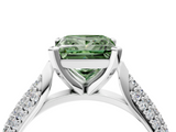 White gold Fancy Green Princess  Solitaire Pavé Diamond Engagement Ring with Four-Prong Setting_4
