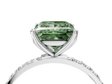 White gold Fancy Green Princess  Solitaire Pavé Diamond Engagement Ring with Four-Prong Setting_4