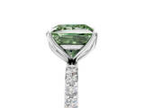 White gold Fancy Green Princess  Solitaire Pavé Diamond Engagement Ring with Four-Prong Setting_5